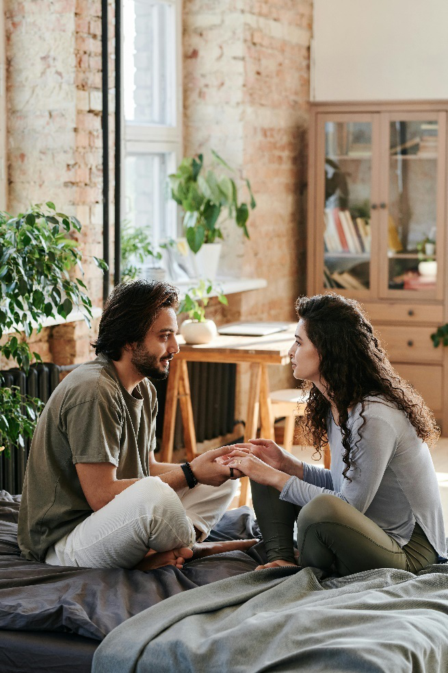 a couple having a conversation